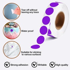 1000 Pcs Purple Round Stickers 1/2 Inch Color Circle Dot 0.5 inch,