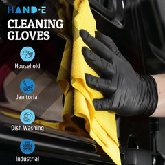 Black Nitrile Disposable Gloves Large, 50 Count – BBQ, Tattoo, Hair Dye, Cooking