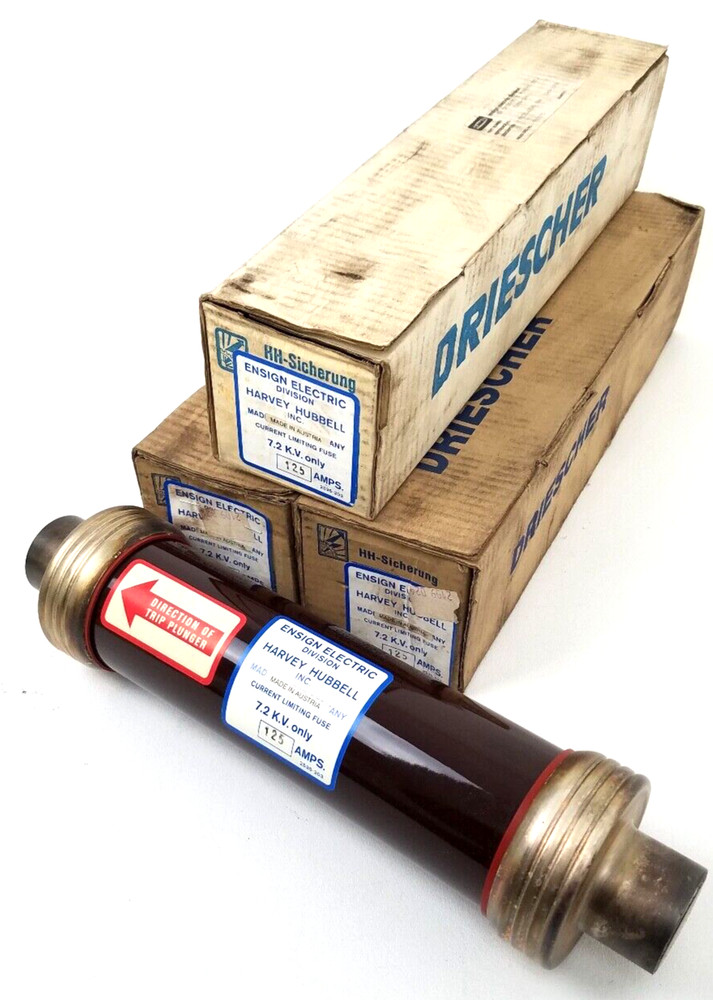 Lot of 3 – 1.89-125A B1 Fuse Hubbell Inc. Driescher 7.2 K.V. 12 125A – New