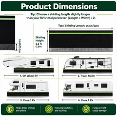 RV Skirting, Easy Installation 360-Degree Mobile Home Skirting with Stainless