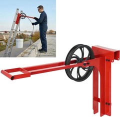 Hoisting Wheel w/ Long Handle 500 Lbs Universal Ladder Pulley Attachment Lifting