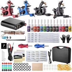 HAWINK Complete Tattoo Kit 4 Standard Machines Power Supply 14 Purple