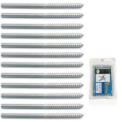 Hanger Bolts 1/4-20 x 4 Inch 12 Pack Silver Double Headed Wood Dowel 100mm