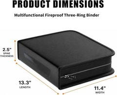 A4 3-Hole D-Ring Binder Folder, Fireproof Moisture Resistant Document Organizer