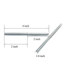 Hanger Bolts 1/4-20 x 4 Inch 12 Pack Silver Double Headed Wood Dowel 100mm