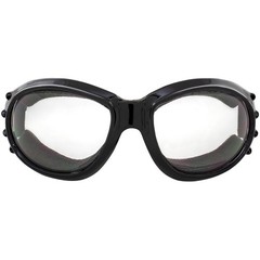 Red Baron Motorcycle Aviator Goggles Black Padded Frame with Anti-fog Clear Lens