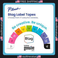 Brother Genuine BTAG231 P-Touch Label Tape 1/2in Black on White Laminated 13.1ft