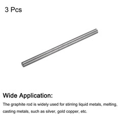 3Pcs Graphite Rod Graphite Stirring Rod Cylinder Stick Carbon Rod 150x8mm Black