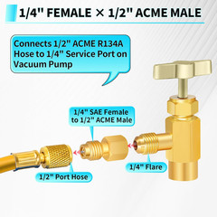Brass R134A R12 R22 Tank Vacuum Pump Adapters Valve Remover for AC Charging