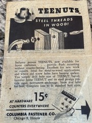 Teenuts – Steel Threads In Wood, Various Sizes, See Description And Pictures