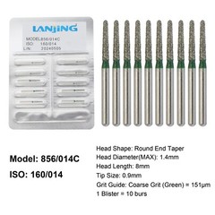 Dental Diamond Burs Football Round End Taper Coarse Fine FG High Speed 856 850