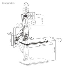 Mount Plus MED02 Medical Wall Mount Workstation with Folding Keyboard Tray