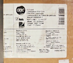 GBC EZLOAD FILM LAMINATION ROLL ITEM # 3000004EZ 1.5 ml. 25” X 500′ 2 Roll Pack