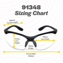 Calabria 91348 BIFOCAL Safety Glasses Z87 Impact Rated Black & Blue Mirror +2.00