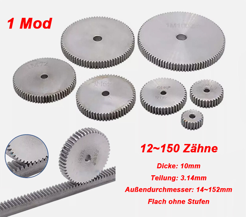 Spur Gear Module 1 Steel C45 Gears with 12 14 16 18 20~150 Teeth C45 Steel Gear