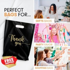MMSBAGS 100 Black/GoldTY Plastic Bags 15×18″
