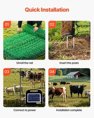 VEVOR Electric Netting Fence Kit Sheep Fencing 35″H x 164’L with Posts Spikes
