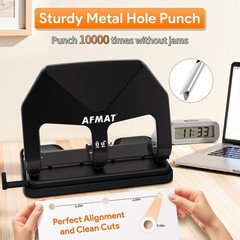 Heavy Duty 3 Hole Punch – 50 Sheet Capacity, Reduced Effort, Adjustable Guide, L