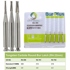 WAVE Dental Round Carbide Bur For Slow Speed Latch RA1-8 Taper Fissure RA702 699
