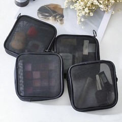 Fnuqz 4 Pcs Mesh Cosmetic Bag Transparent Zipper Mini Black