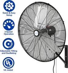 BILT HARD 6500 CFM 24″ Industrial Wall Fan 3 Speed for Garage UL Listed