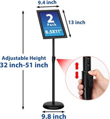 2Pack Heavy Duty Adjustable Poster Sign Stand 8.5×11 Inch Floor Display Holder