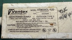 Ventex 9030CL-120 1000v to 9000v 30ma Neon transformer