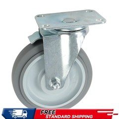 4 Pieces Load Capacity 1400 Pounds Heavy Duty Casters 5″ Side Brakes Rubber Gray