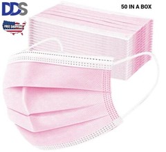 Pink Ear-Loop Face Mask, BOX OF 50 MASKS (FAST SHIPPING)
