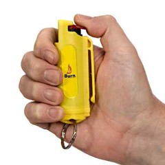 BURN Pepper Spray 0.5oz Keychain Security Case Molded Yellow 2 PACK
