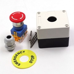 22mm Mushroom Head E-STOP Switch Latching Emergency Stop Push Button Control Box