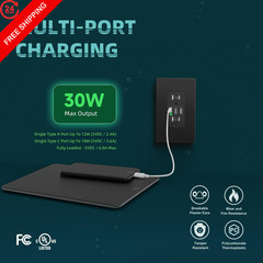 TOPELER Black USB Wall Outlet, 6.0Amp Electrical Socket with 15 Amp,