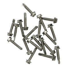 20 pcs Self Drilling TEK Screws 1/4 in x 1-1/4 in Hex Head Stainless Steel