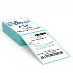 9527 Product Fanfold 4 x 6 Direct Thermal Labels 1 Stacks | 100 Labels, Blue