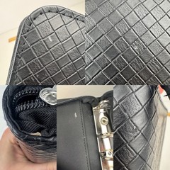 Vtg Day Timer Faux Leather Black Zip Planner Binder Textured Diamond Shape READ