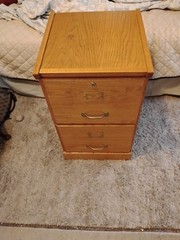 Vintage Wood Filing File Cabinet Industrial Mission Style Oak 2 Drawer Brass K35