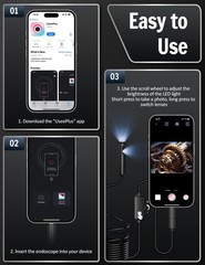 Endoscope Snake Camera with Light,IP67 Waterproof Camera for Android iPhone iPad