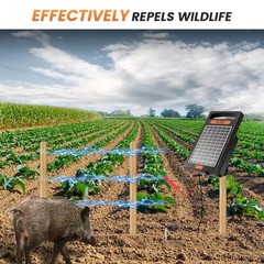 24 Hour Solar Electric Fence Charger, 10 Miles, Up to 10200v Output Range Ele…