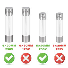 24 Values 250V Fast Blow Glass Fuses Assortment Kit 5×20 6x30mm 0.5A�20A Set