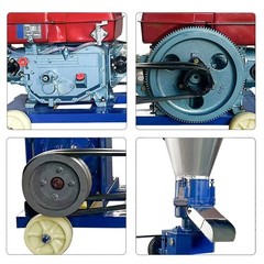 New 3-Roller 2.5/3/4/5/6/8mm w/8HP Diesel Engine Animal Feed Pellet Mill Machine