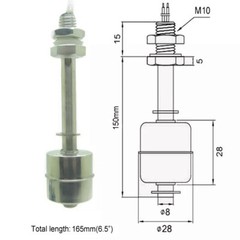 150mm Stainless Steel Float Switch Tank Liquid Water Level Sensor 12V 110V 220V