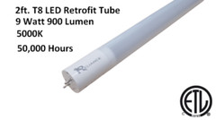 2pc Reliance 2FT LED Tube Light Bulb G13 T8 24″ 9W 900 Lumen 5000K