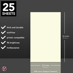 Off-White Cream Cardstock, Heavy Weight 80lb Cover (216gsm), 25 Sheets