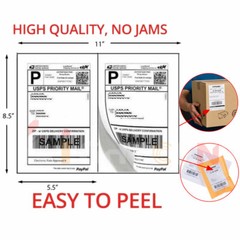 1000 Shipping Labels 8.5 x 5.5 Half Sheets Blank Self Adhesive 2 Per Sheet +100