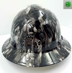 FULL BRIM Hard Hat custom hydro dipped , NEW TATTOO BABES HI DEF NEW