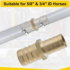 2 Pack Hose Barb Fittings Reducer, 5/8″ to 3/4″ Brass Hose Barb Reducer with 4 H