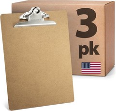 Environmentally Friendly Clipboards, Letter Size, 3-Piece Set with Hanging Hole