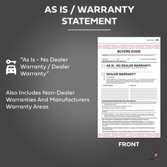 2-Part Buyers Guide Form – Adhesive Tape – English – As Is – Warranty (100 pack)