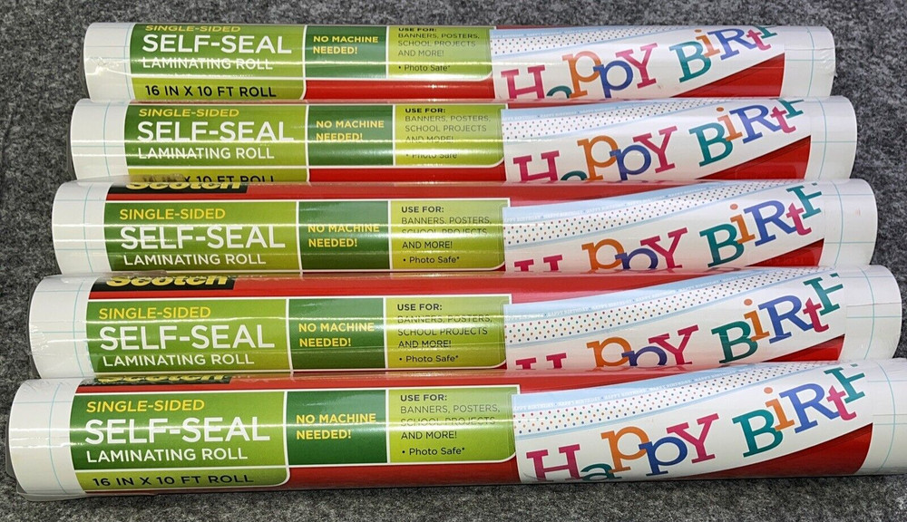 5 Rolls Scotch Self-Seal Laminating Sheets Single Sided 16-Inches x 10-Foot Roll