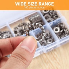 330 Pcs External Tooth Star Lock 2.5mm, 3mm, 4mm, 5mm, 6mm, 8mm, 10mm, 12mm